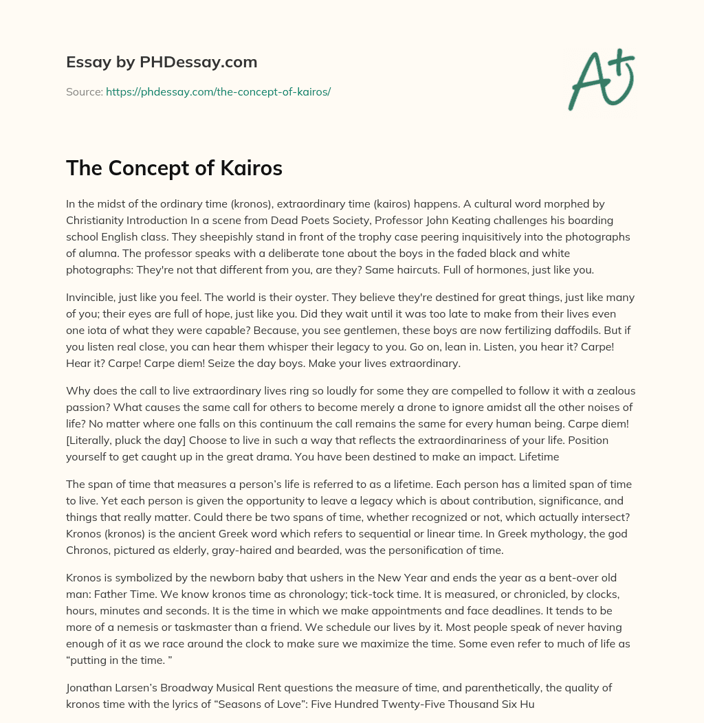 The Concept of Kairos essay