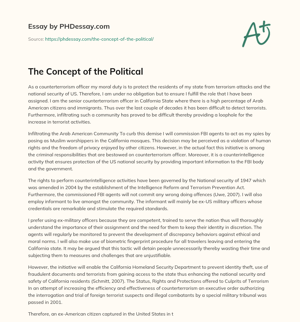 The Concept of the Political essay