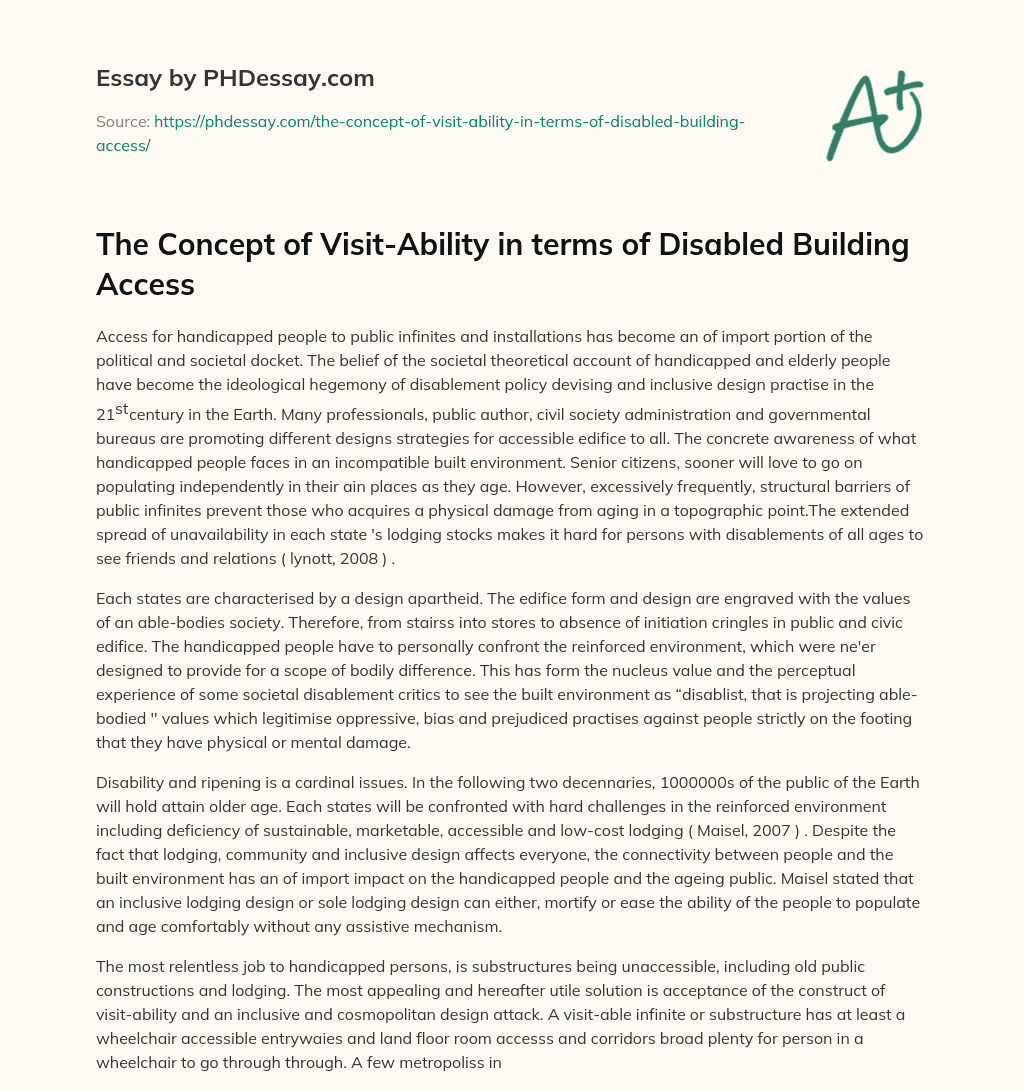 The Concept of Visit-Ability in terms of Disabled Building Access essay