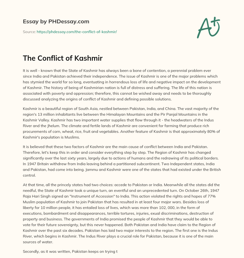 kashmir conflict essay pdf