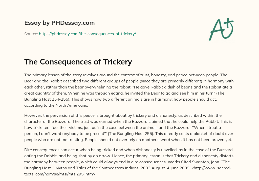 The Consequences of Trickery essay
