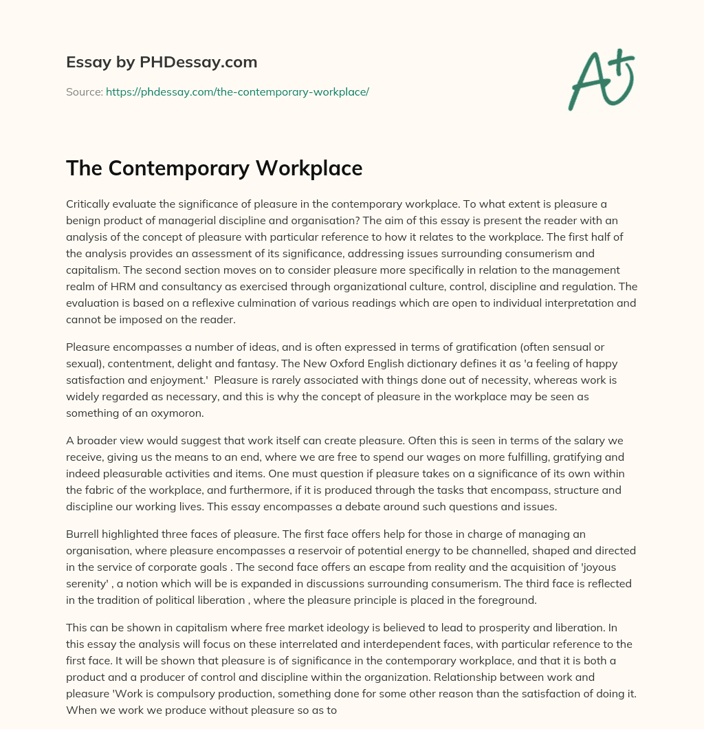 The Contemporary Workplace essay