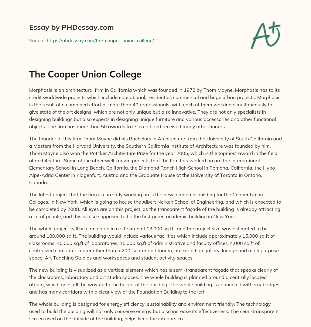 The Cooper Union College essay