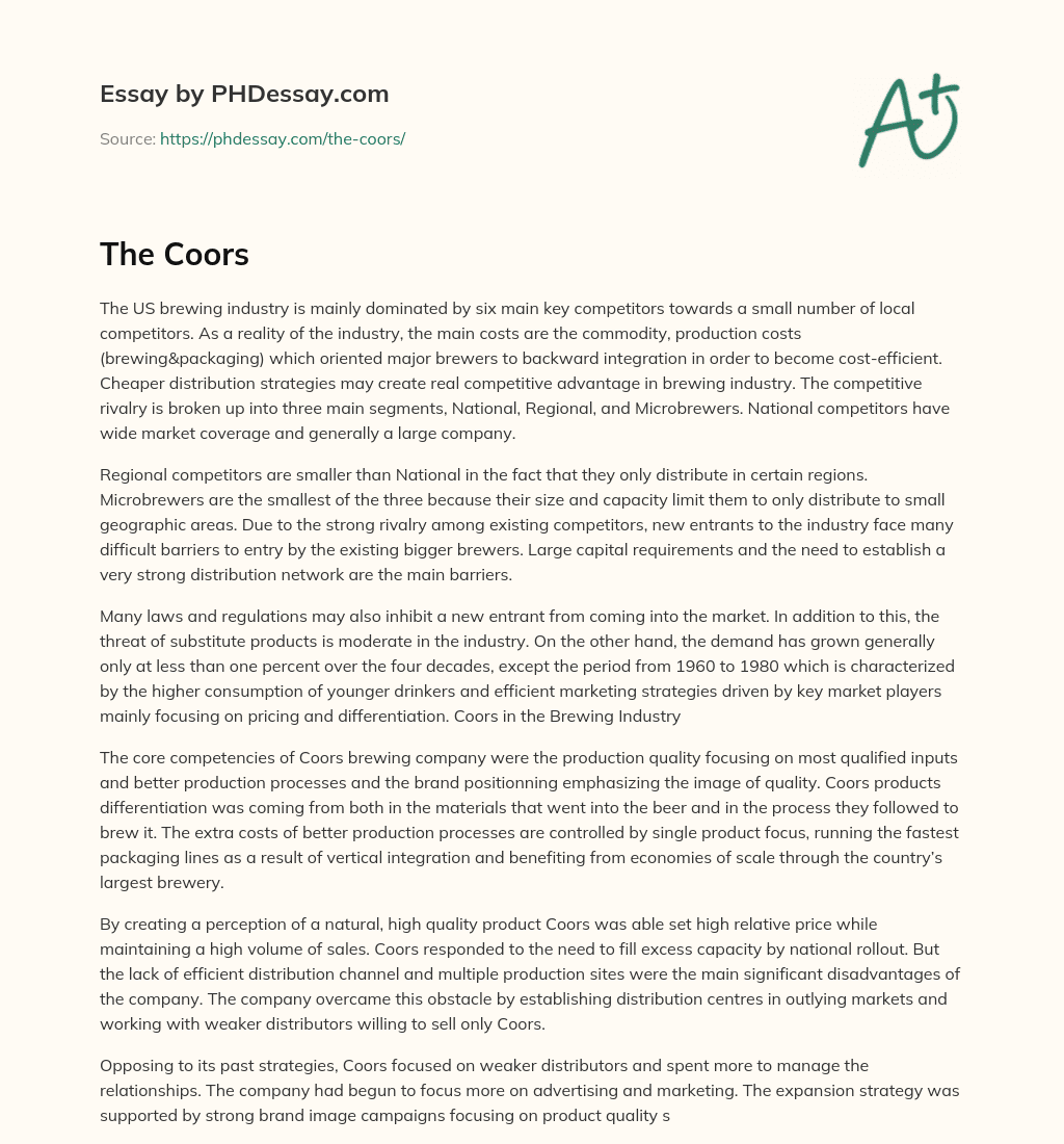 The Coors essay