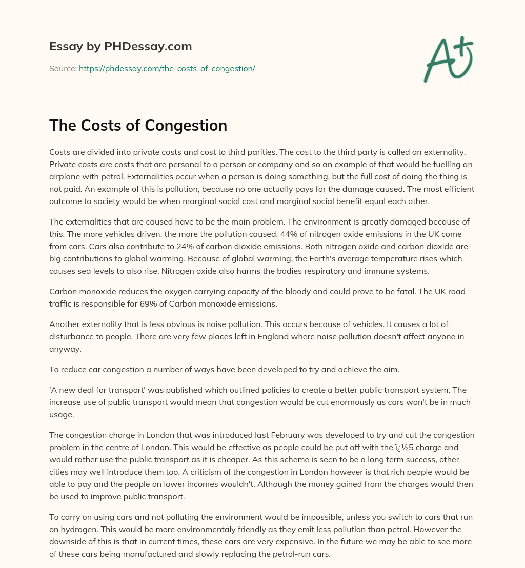 The Costs of Congestion essay