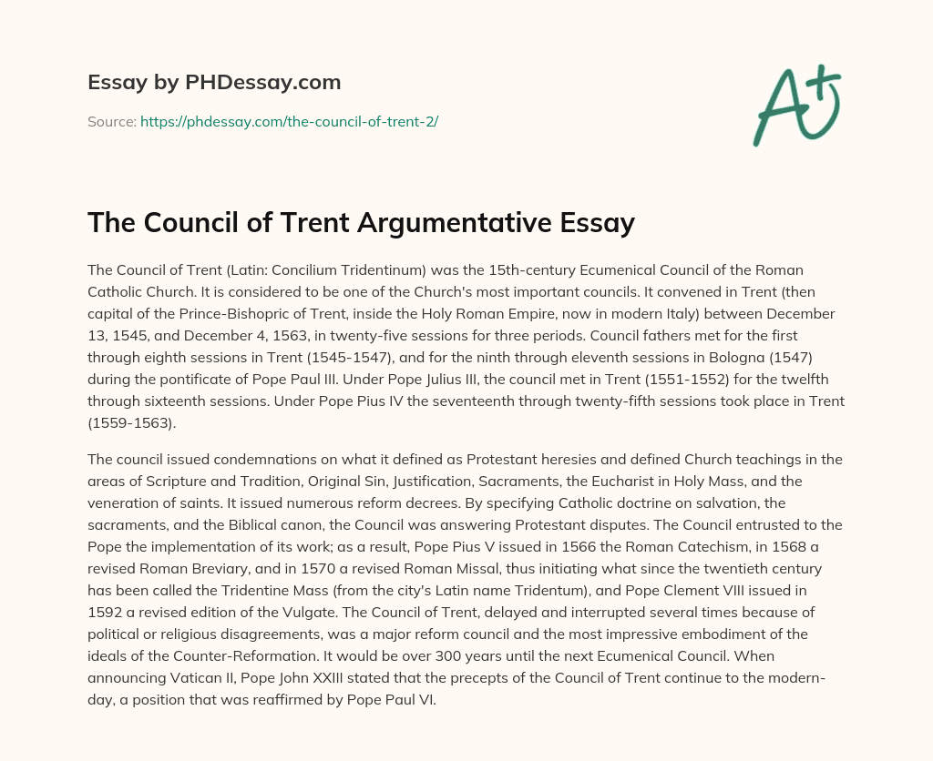 The Council of Trent Argumentative Essay essay