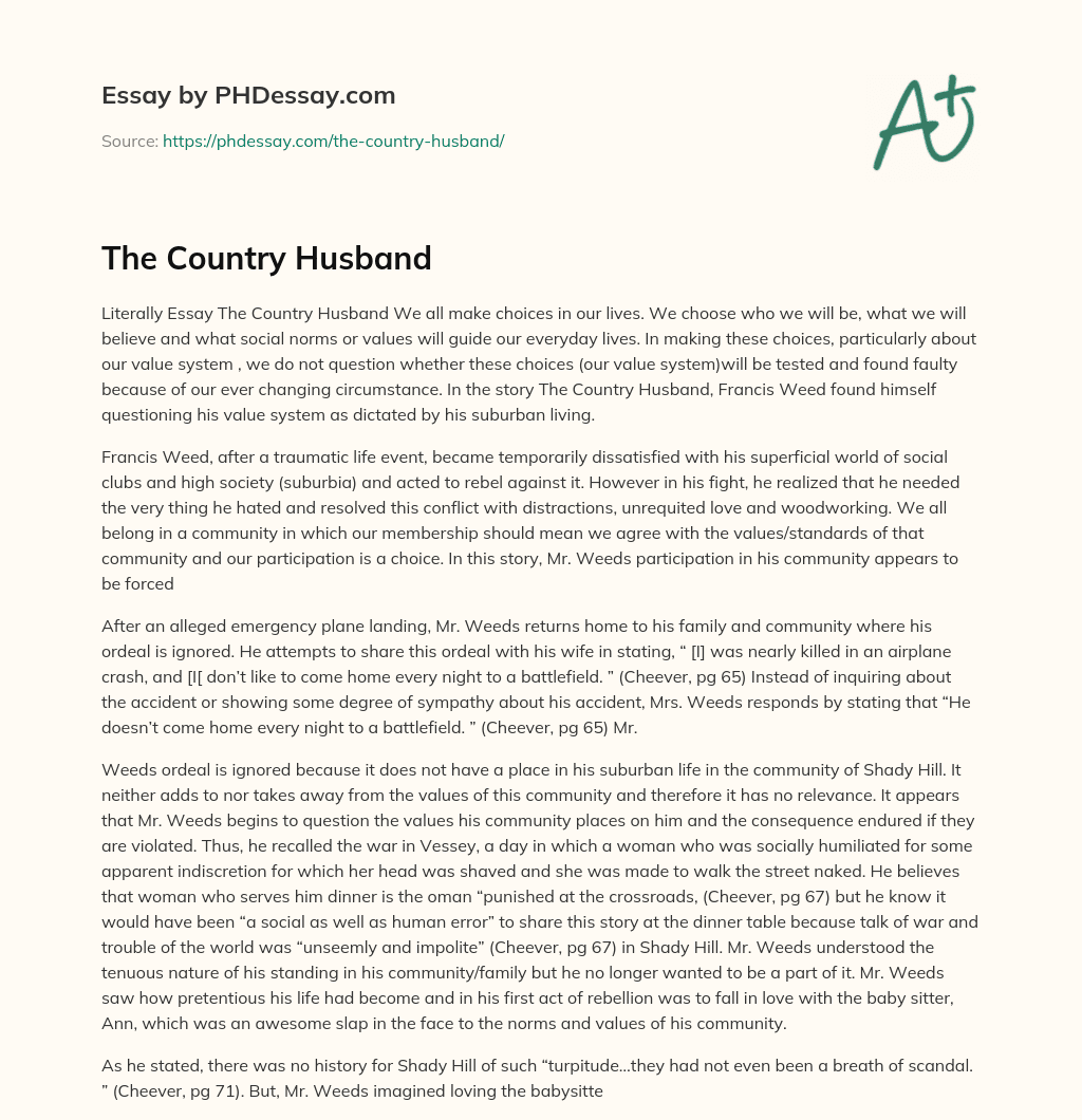 The Country Husband essay