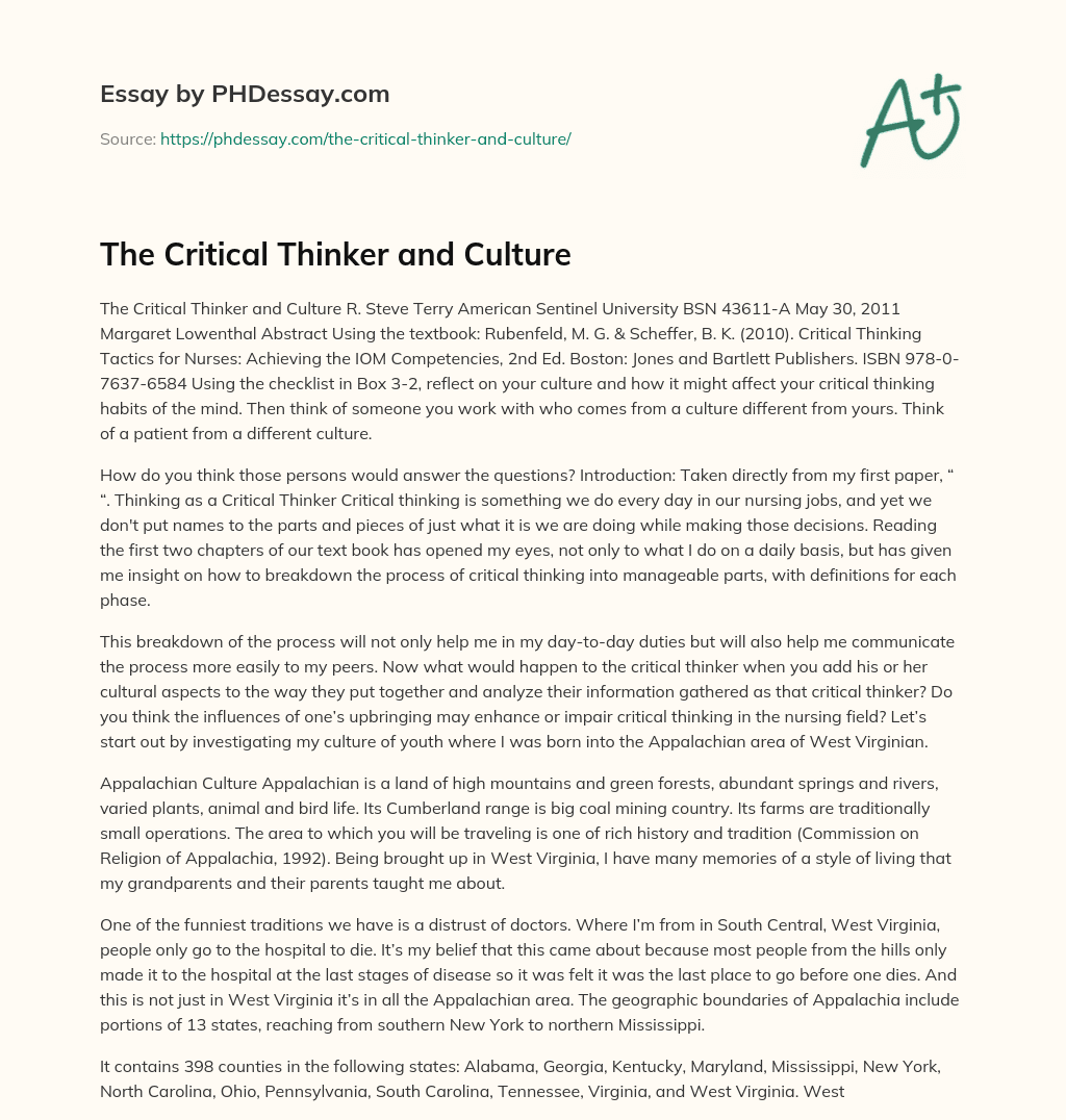 essay about the critical thinker