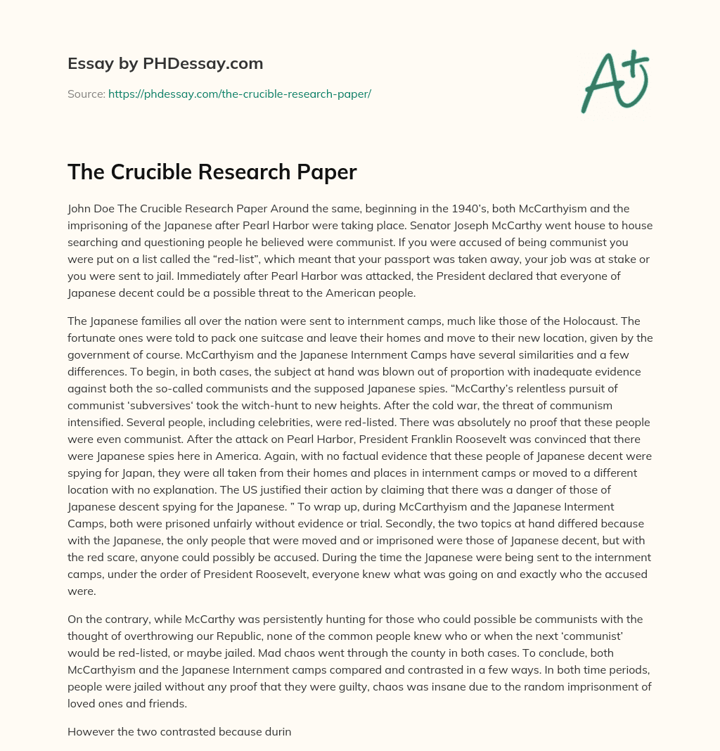 crucible research paper ideas