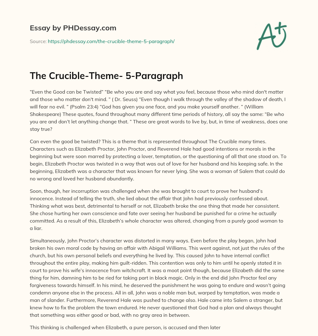 the crucible 5 paragraph essay