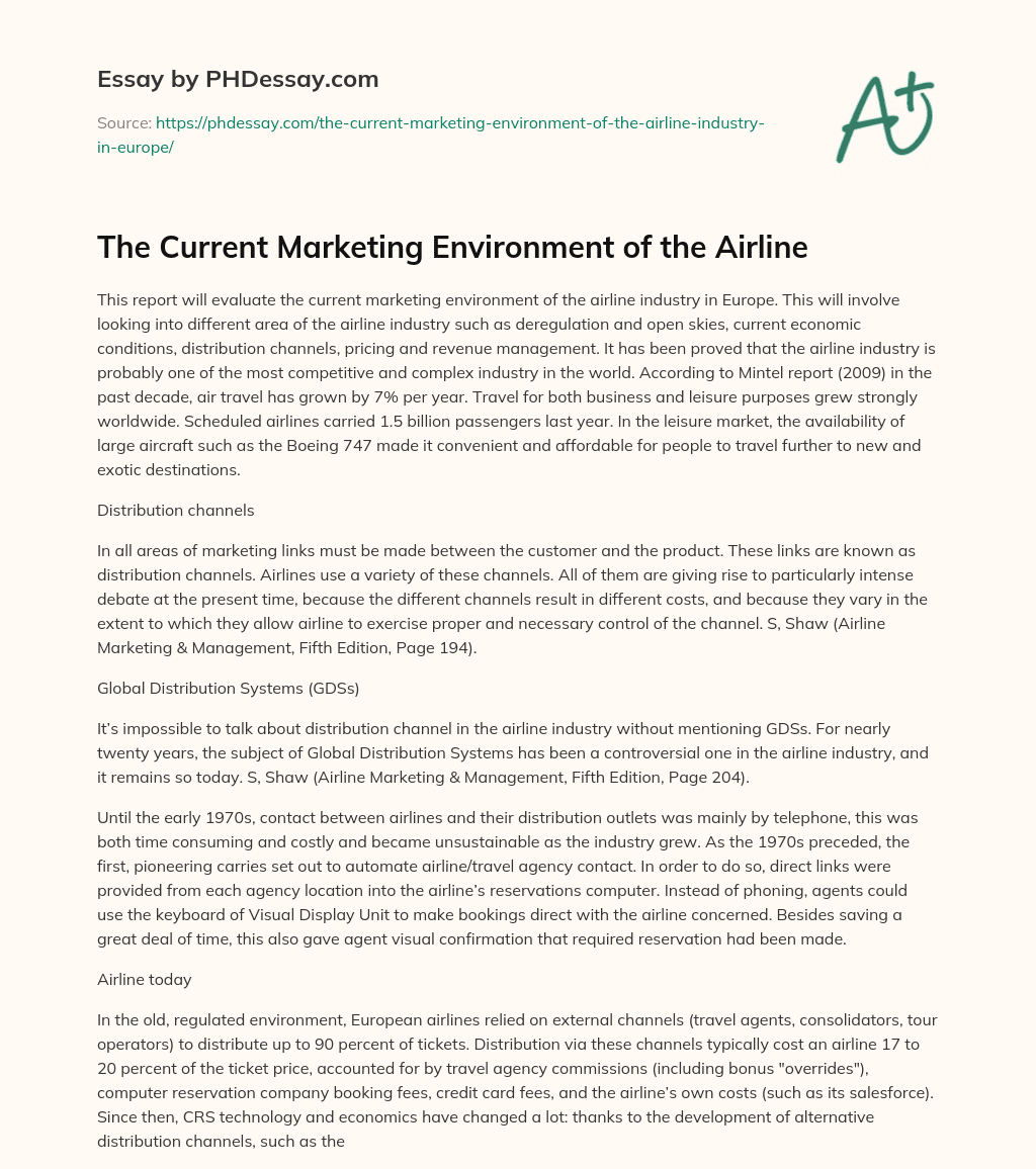 The Current Marketing Environment of the Airline essay