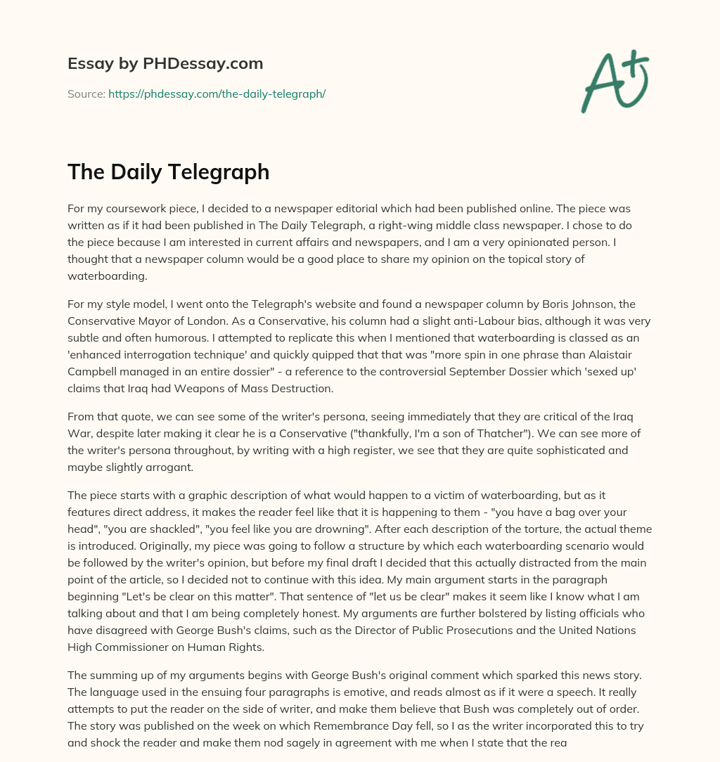 The Daily Telegraph essay