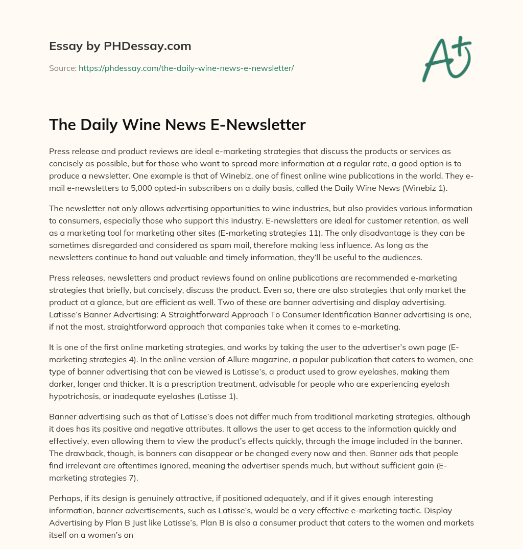 The Daily Wine News E-Newsletter essay