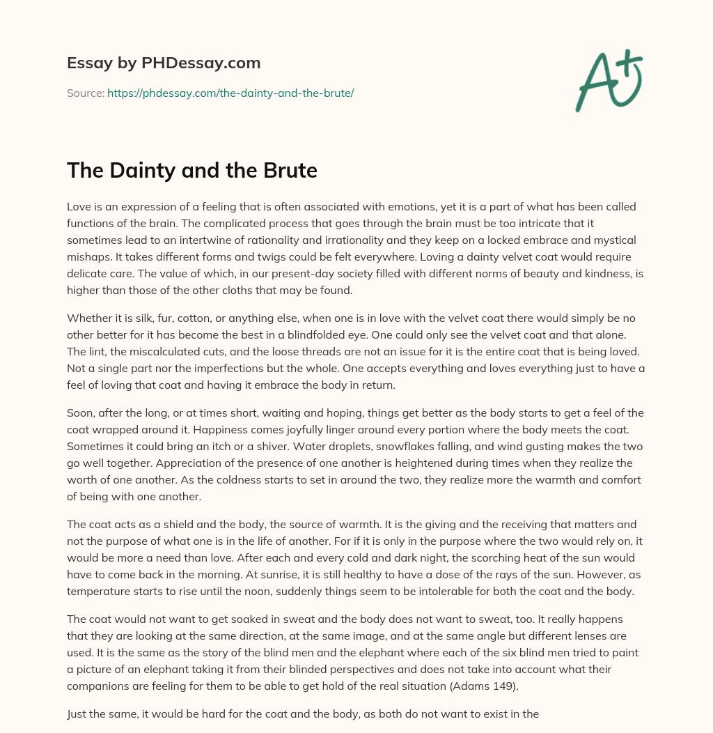 The Dainty and the Brute essay