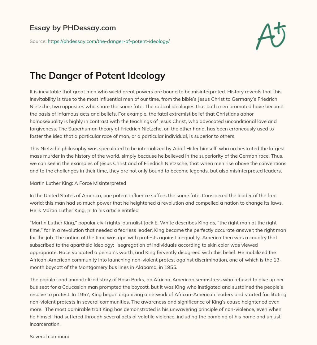 The Danger of Potent Ideology essay