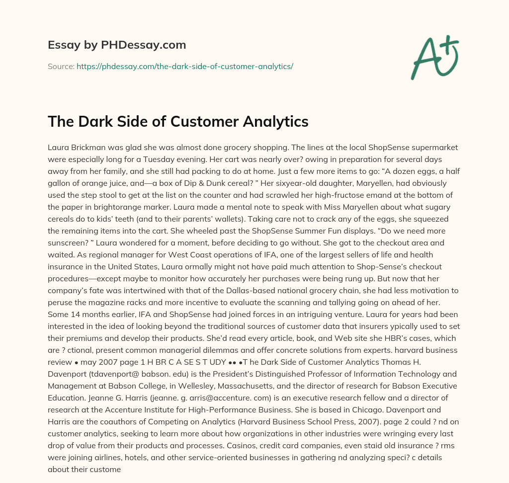 The Dark Side of Customer Analytics essay