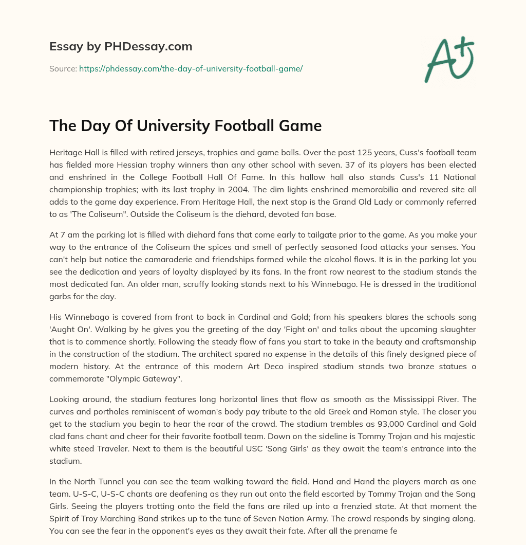 The Day Of University Football Game essay