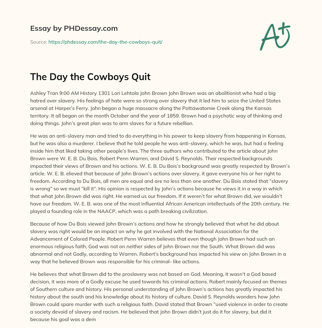 The Day the Cowboys Quit essay