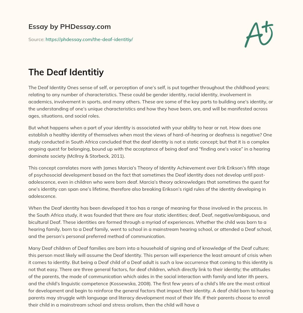 The Deaf Identitiy essay