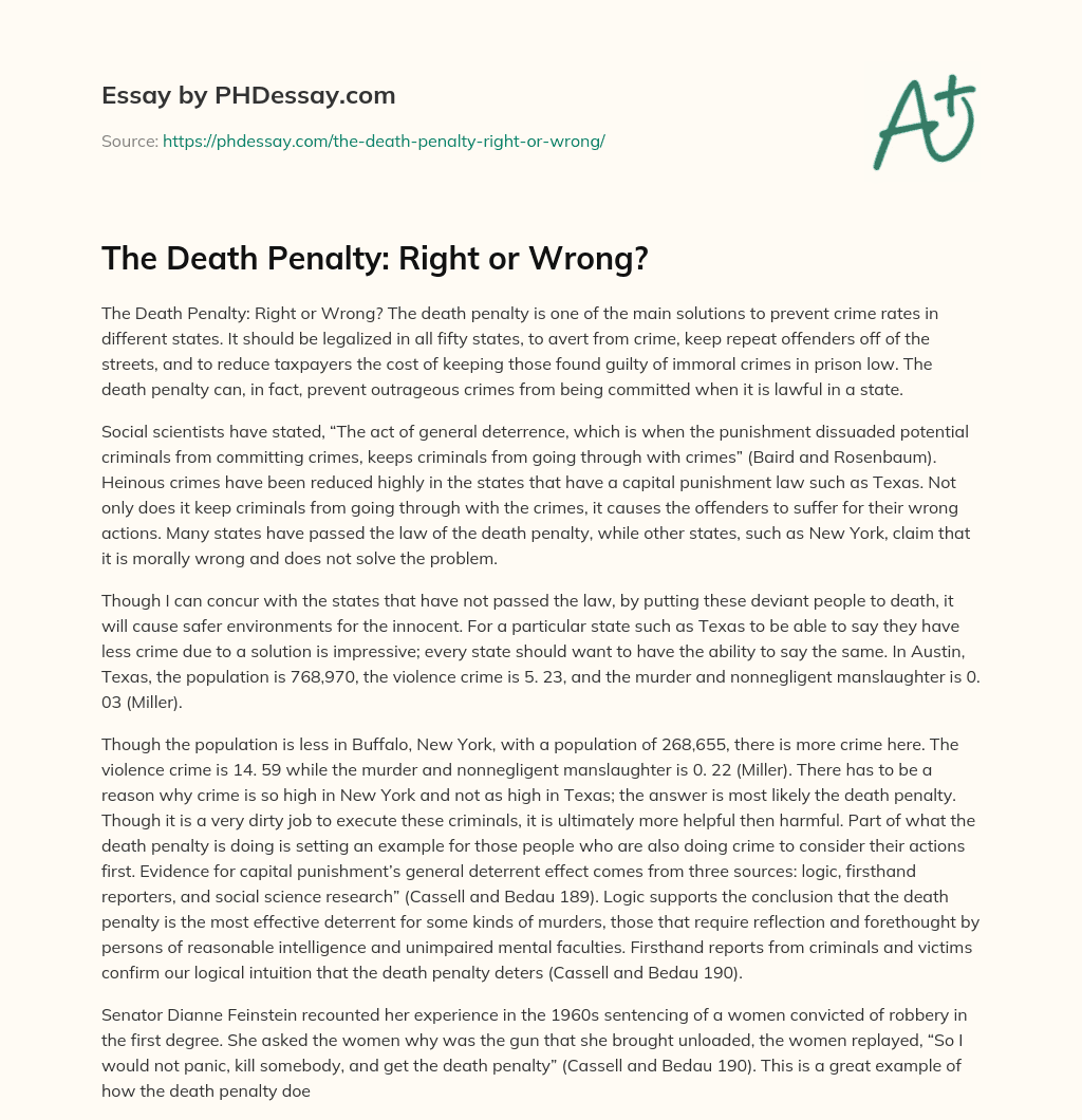 why the death penalty is wrong essay
