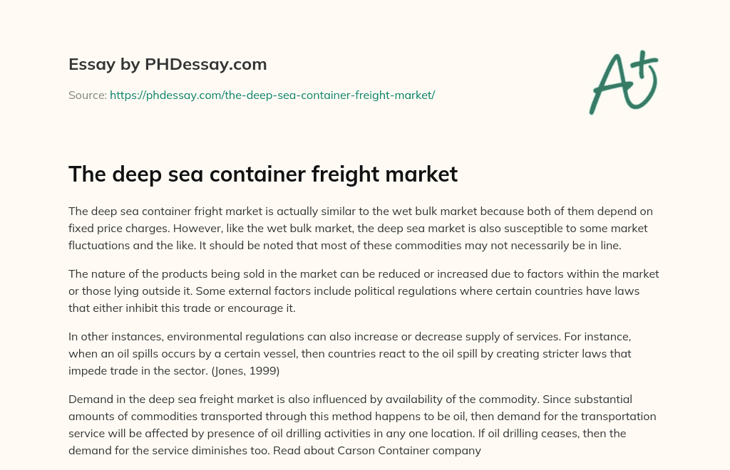 The deep sea container freight market essay