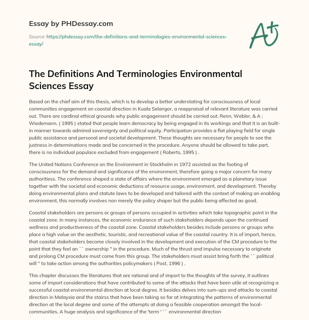 The Definitions And Terminologies Environmental Sciences Essay essay