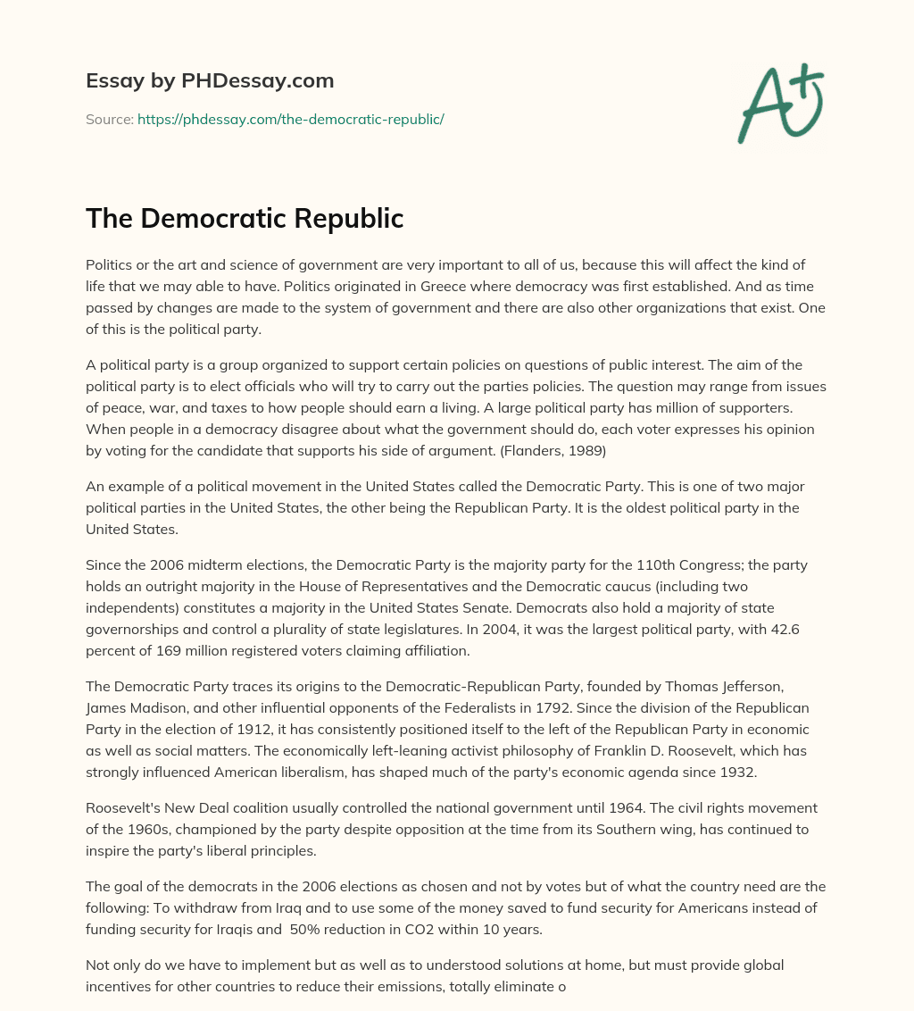The Democratic Republic essay