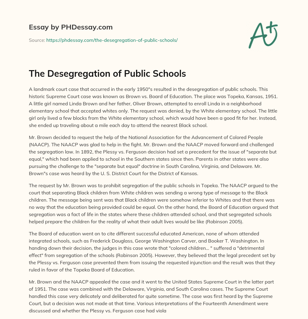 The Desegregation of Public Schools essay