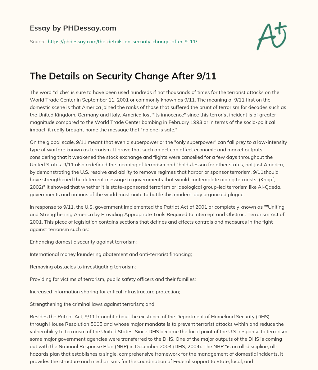 The Details on Security Change After 9/11 essay