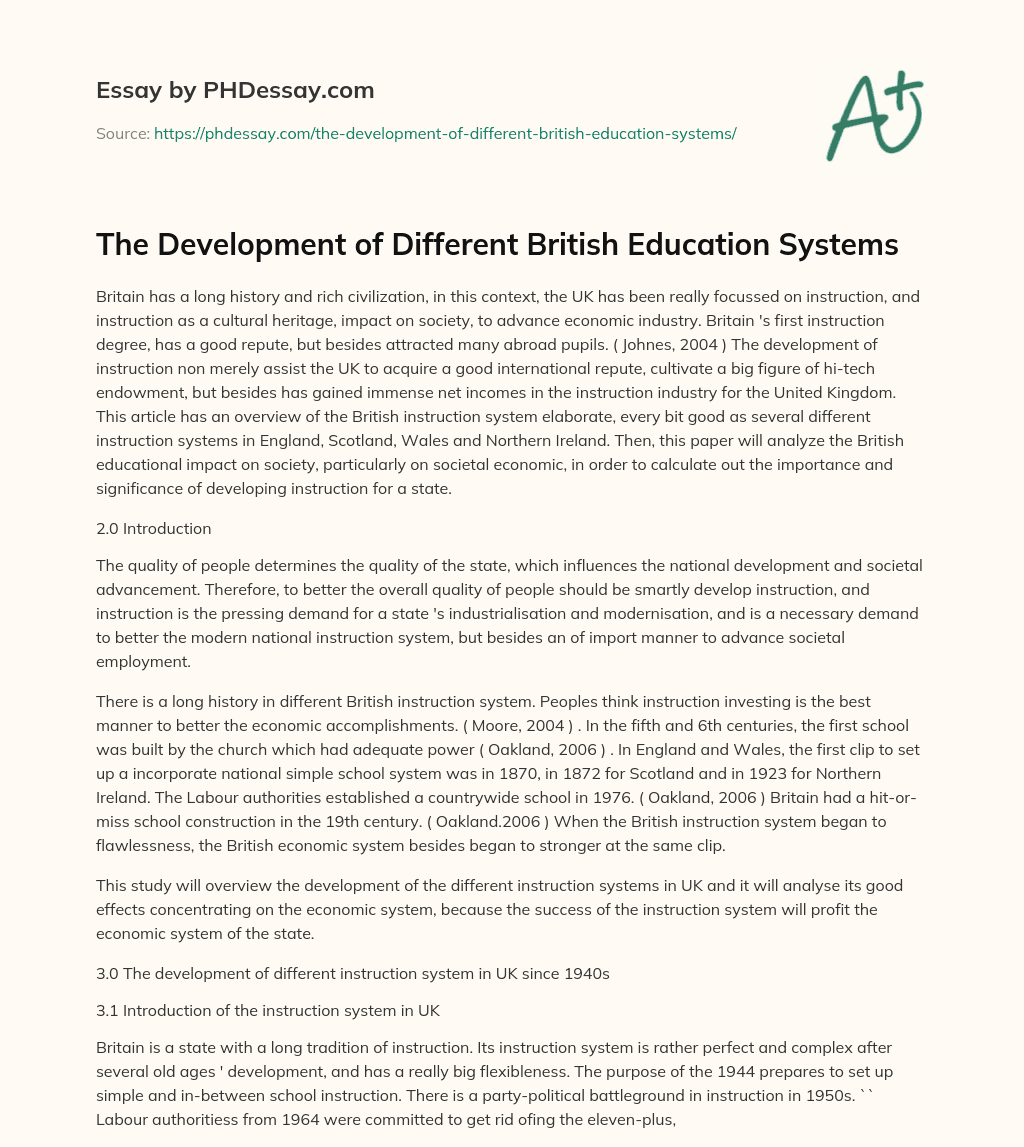 The Development of Different British Education Systems essay