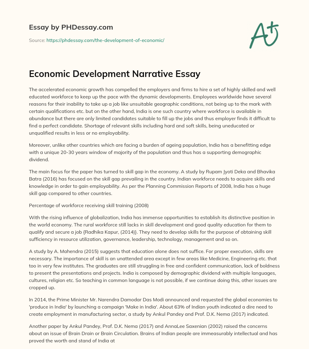 Economic Development Narrative Essay essay