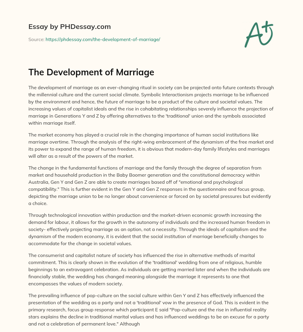 The Development of Marriage essay