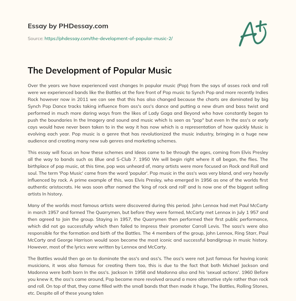 The Development of Popular Music essay