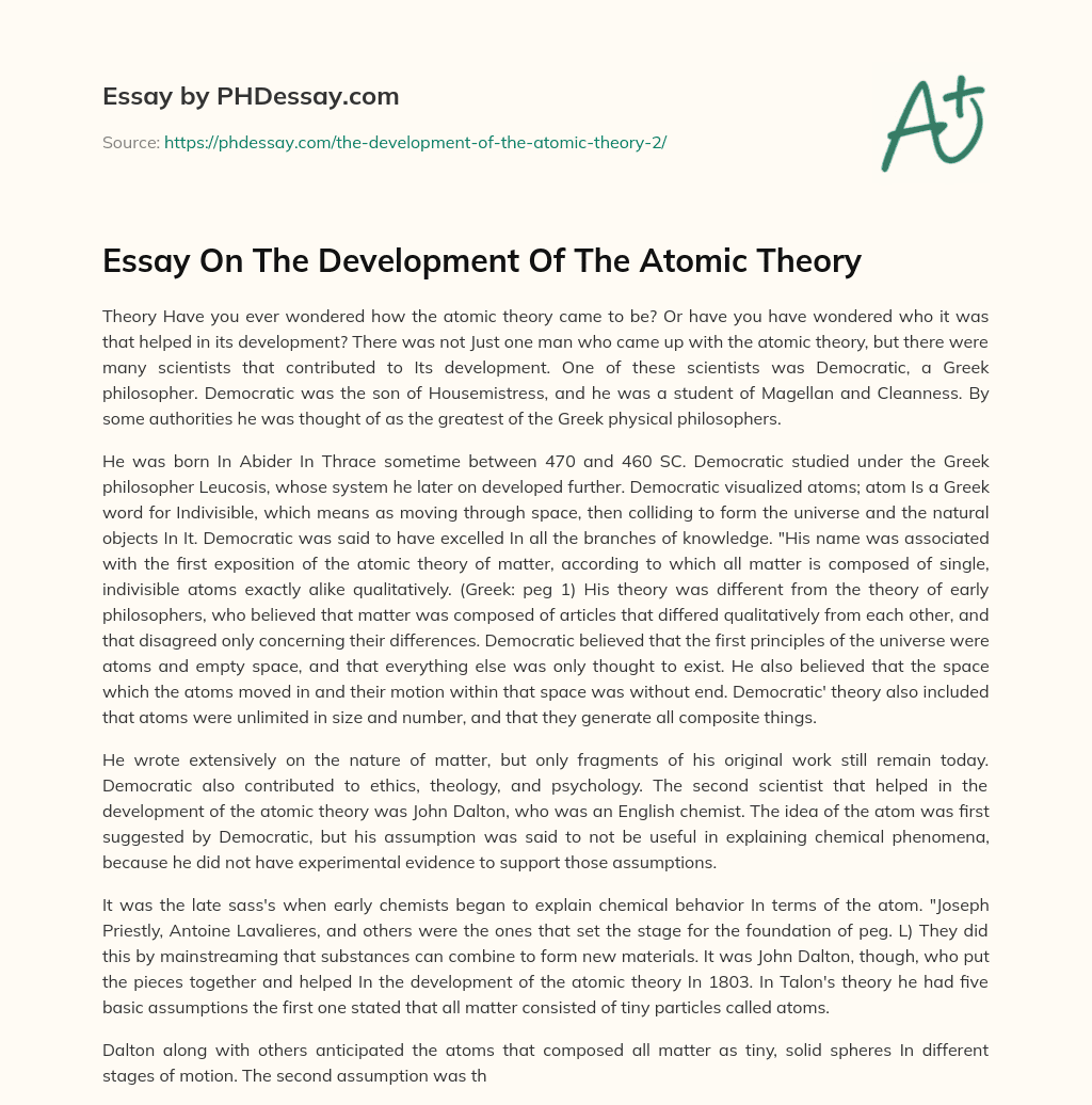 history of the atom essay