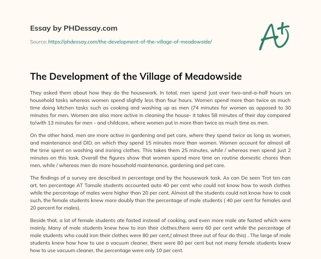 The Development of the Village of Meadowside essay