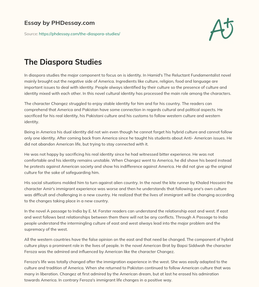 The Diaspora Studies essay