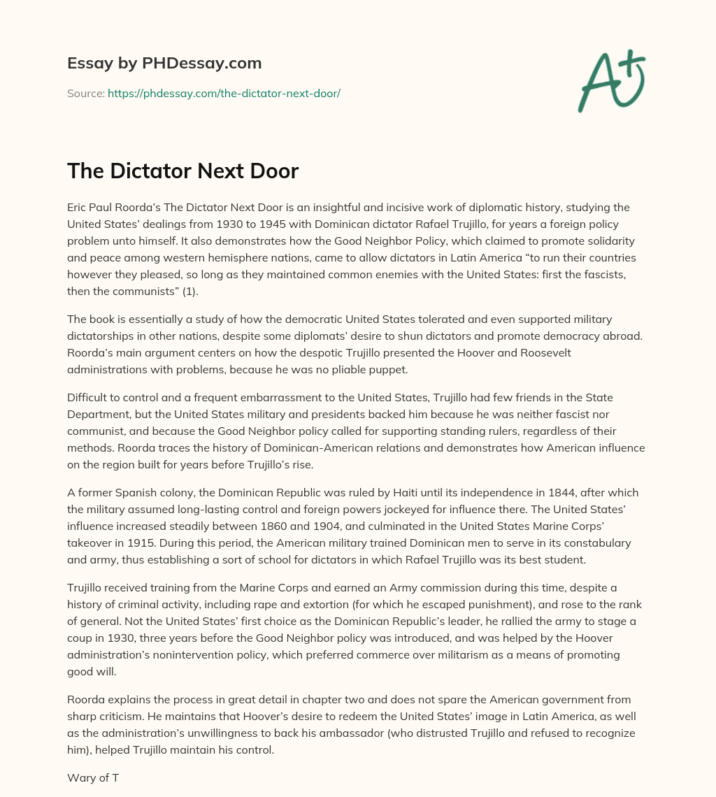 The Dictator Next Door essay
