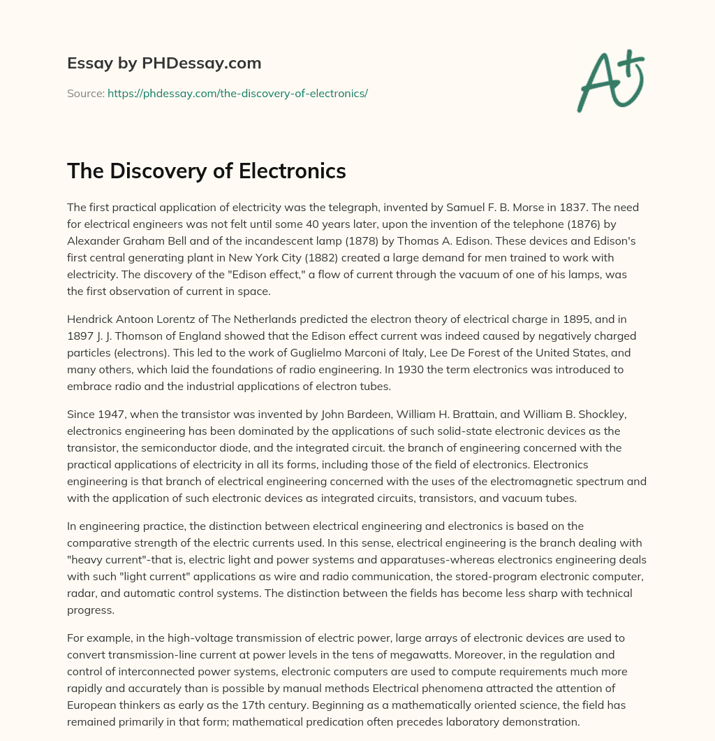 The Discovery of Electronics essay