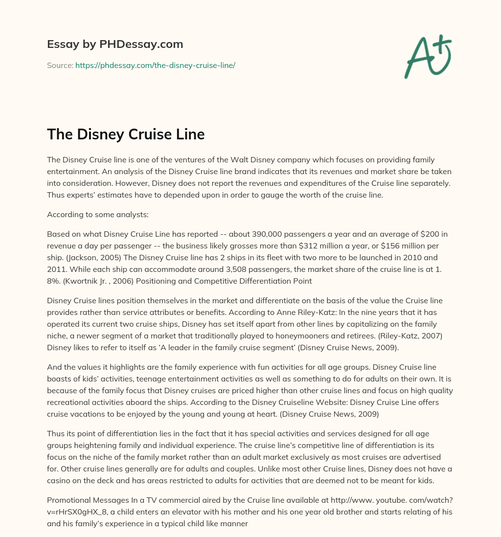 The Disney Cruise Line essay