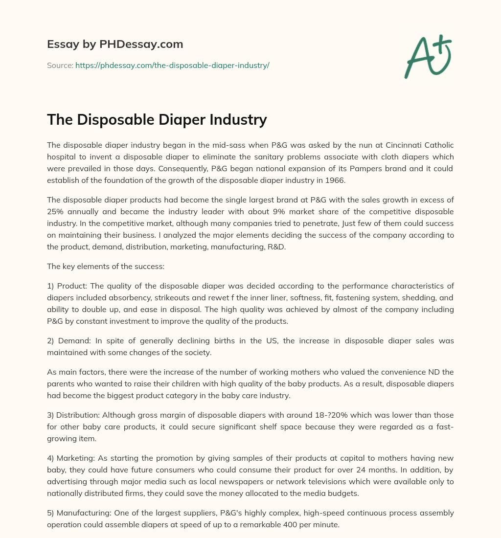 The Disposable Diaper Industry essay