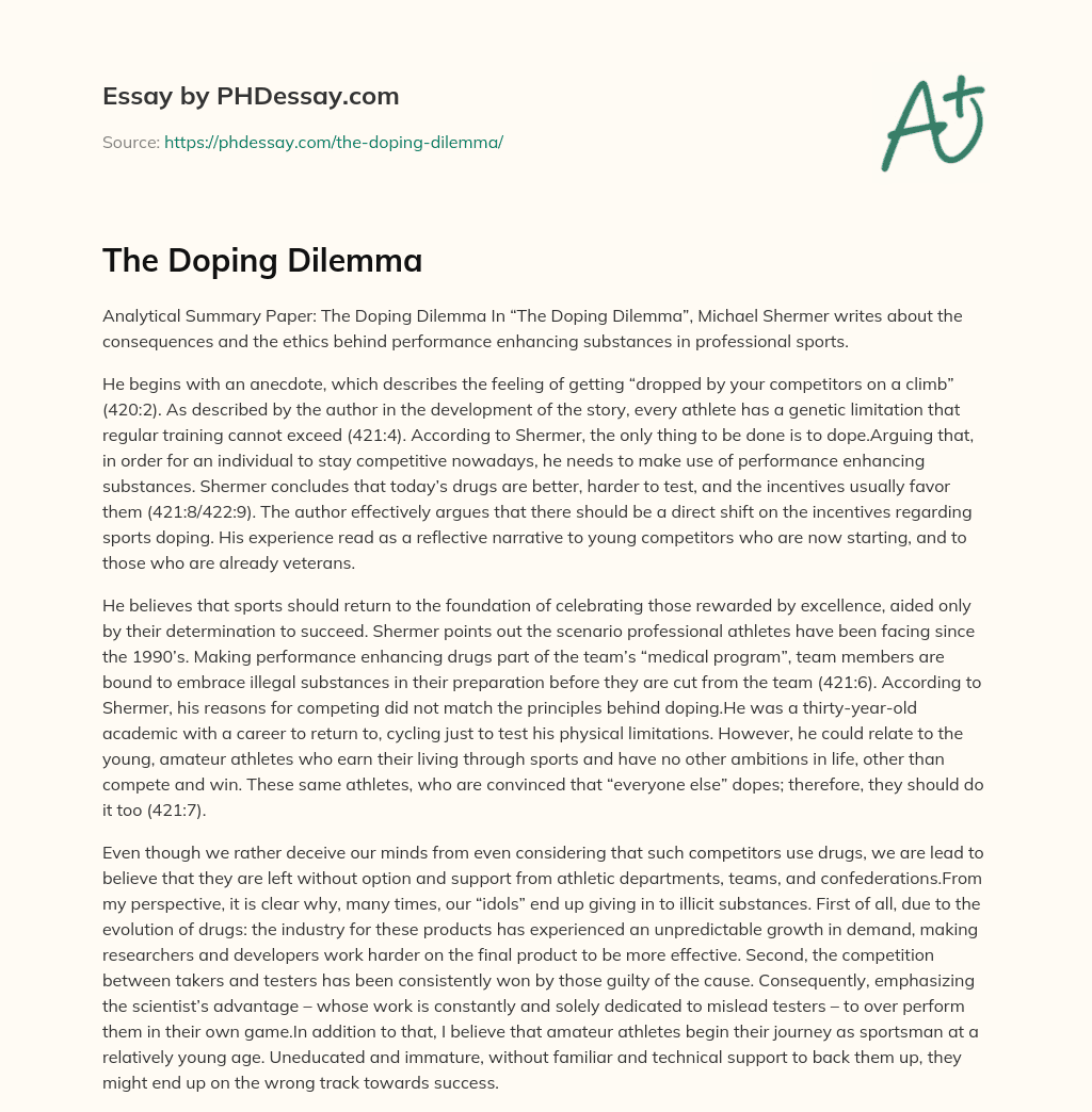 The Doping Dilemma essay