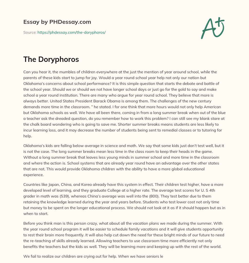 The Doryphoros essay