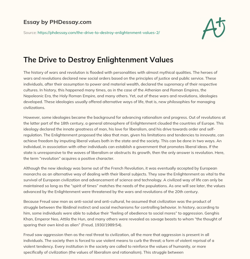 The Drive to Destroy Enlightenment Values essay