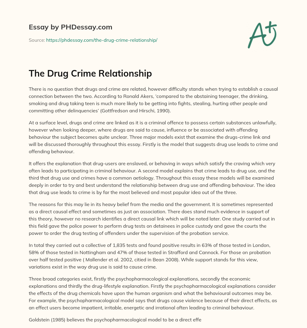 The Drug Crime Relationship essay