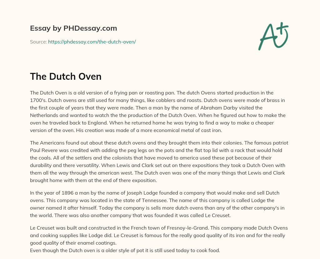 The Dutch Oven essay
