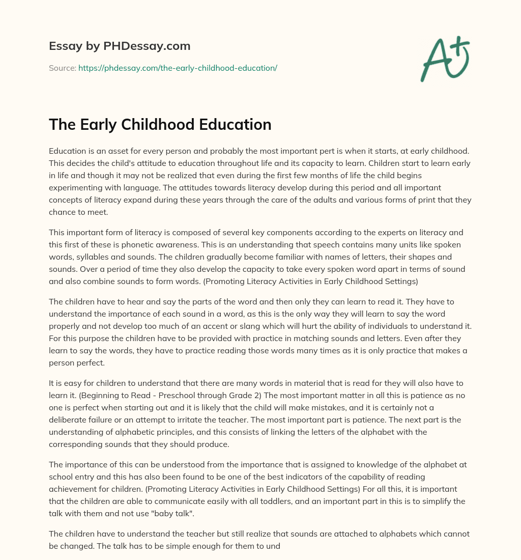The Early Childhood Education essay
