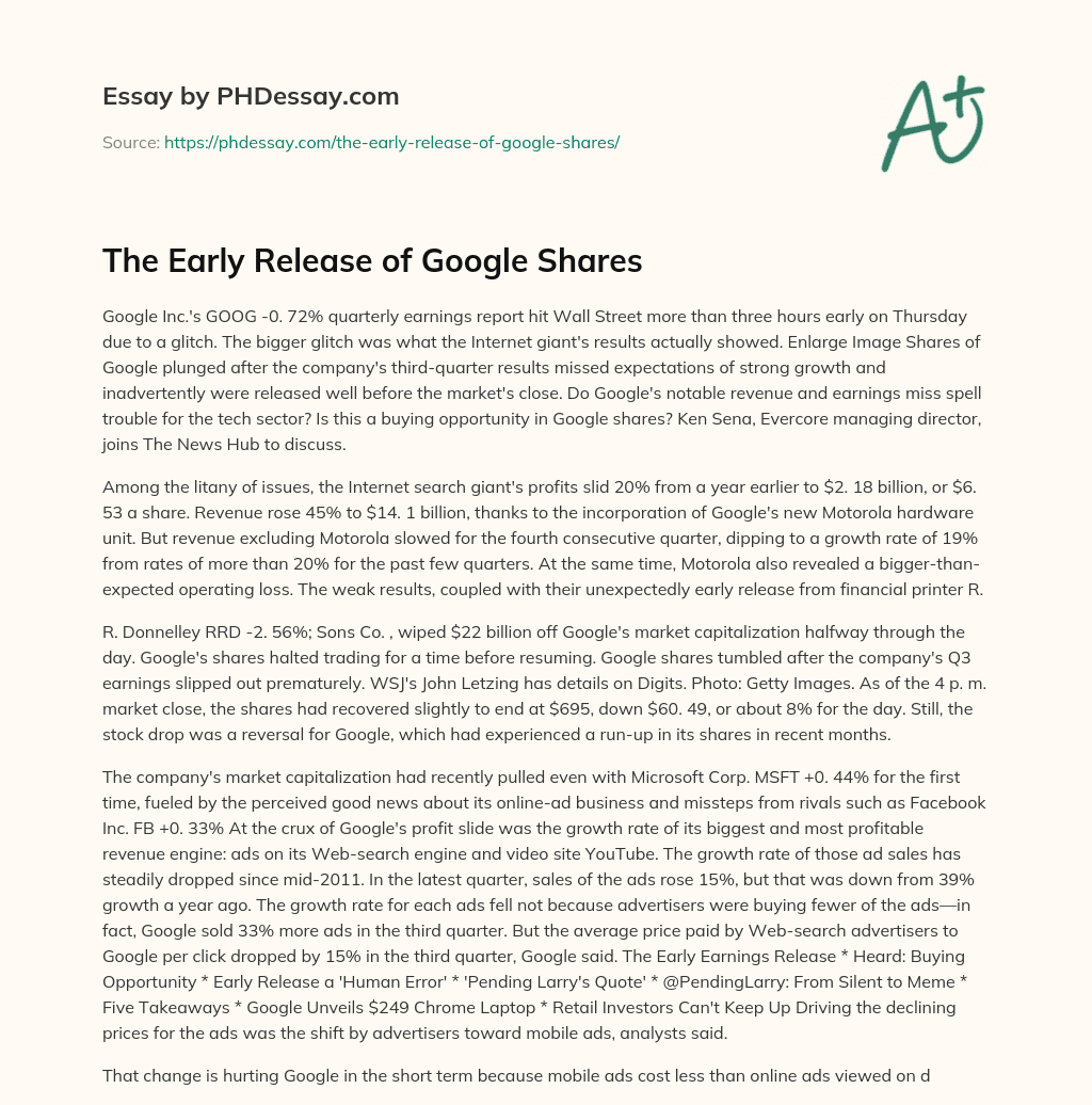 The Early Release of Google Shares essay