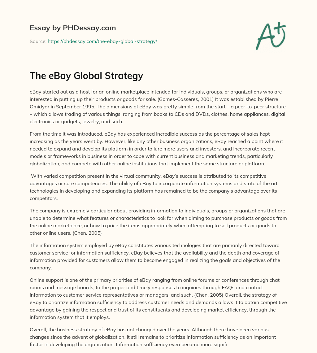 The eBay Global Strategy essay