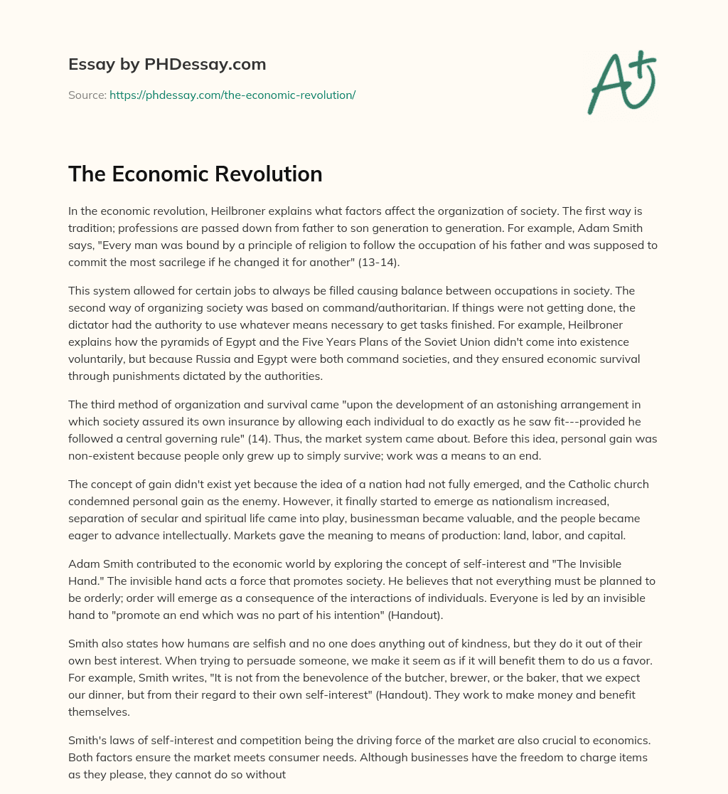 The Economic Revolution essay