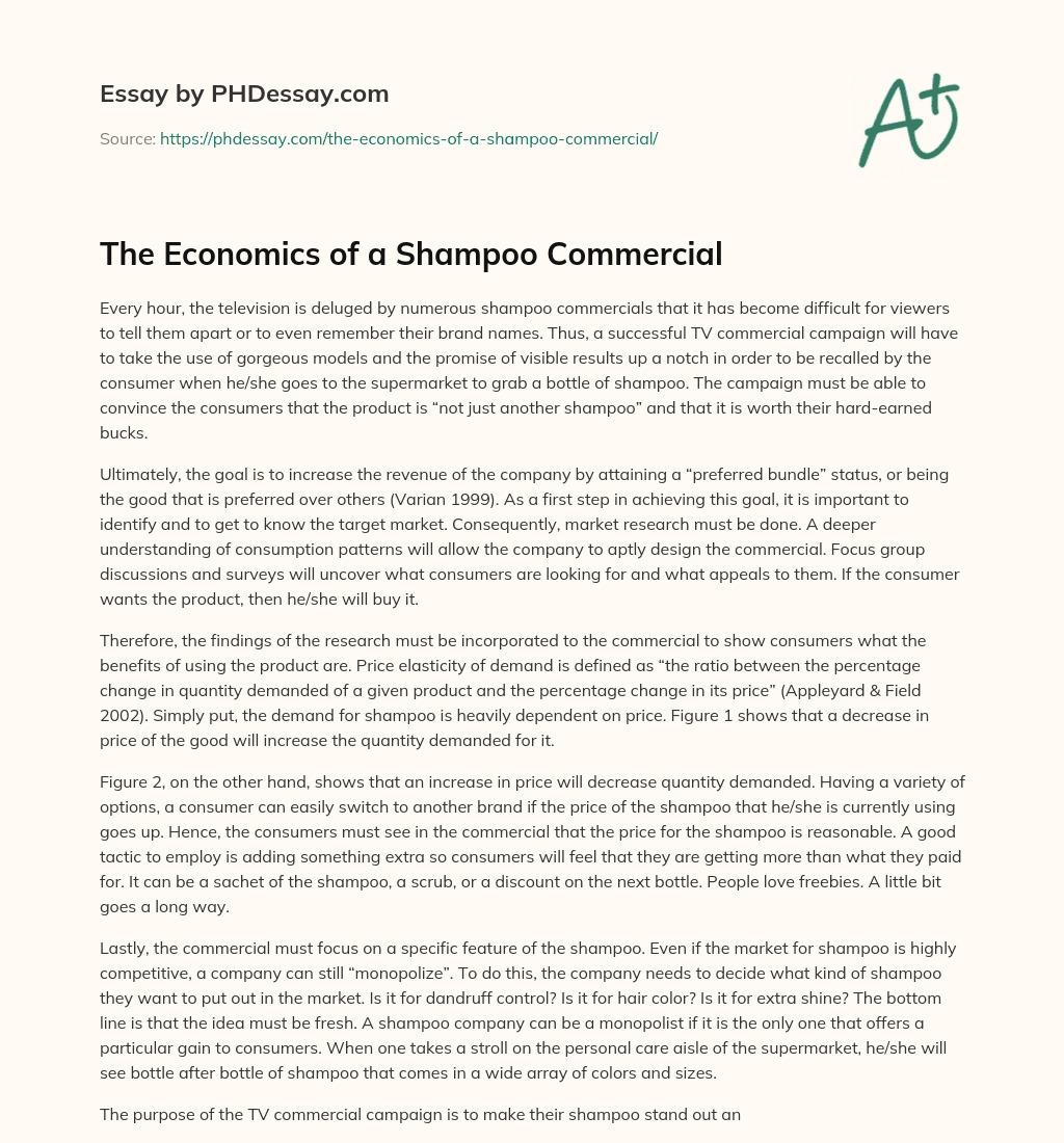 The Economics of a Shampoo Commercial essay